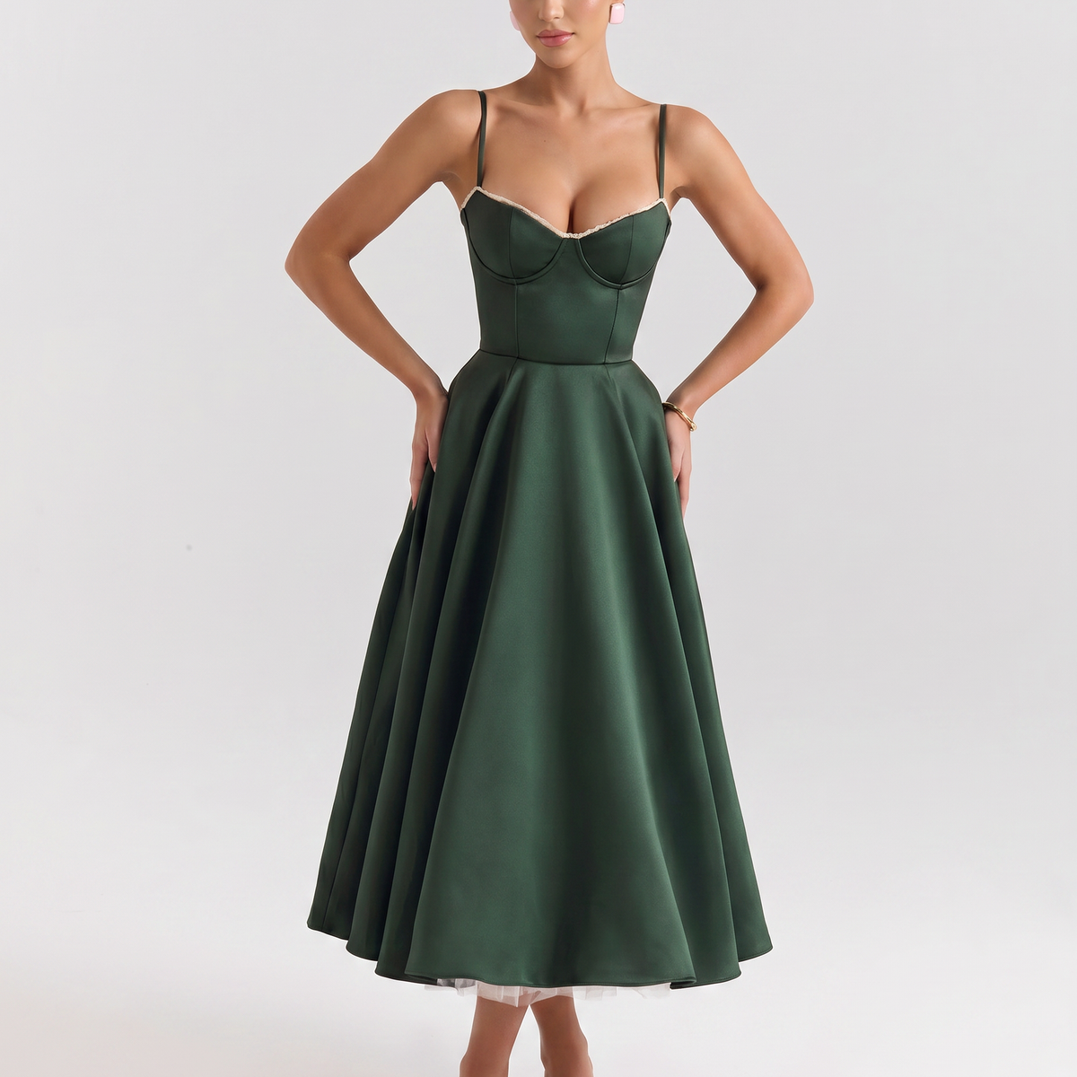 Camryn | Midi Dress with Sweetheart Neckline and Tulle Skirt