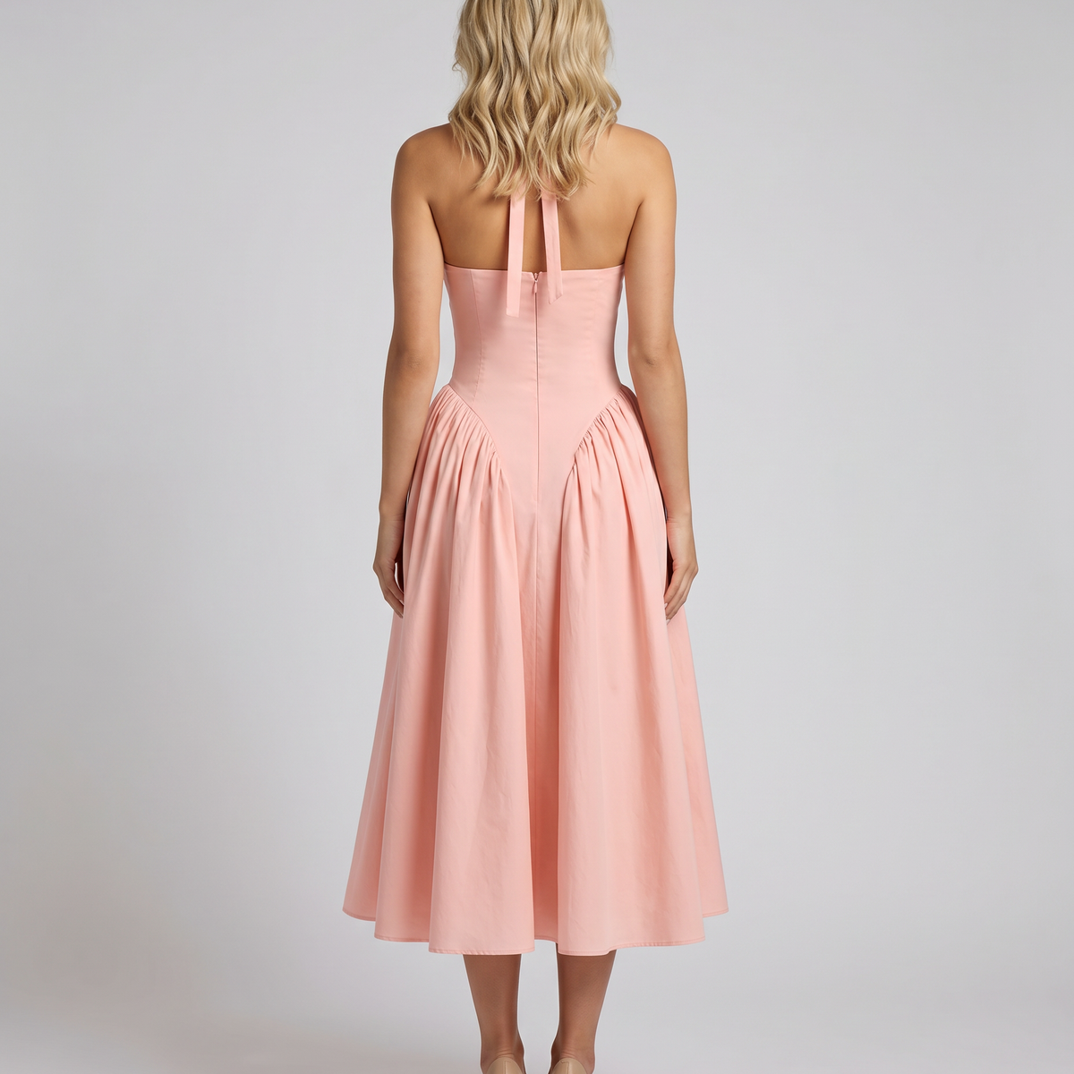 Danika | Midi Sundress with Halter Neck and Full Skirt