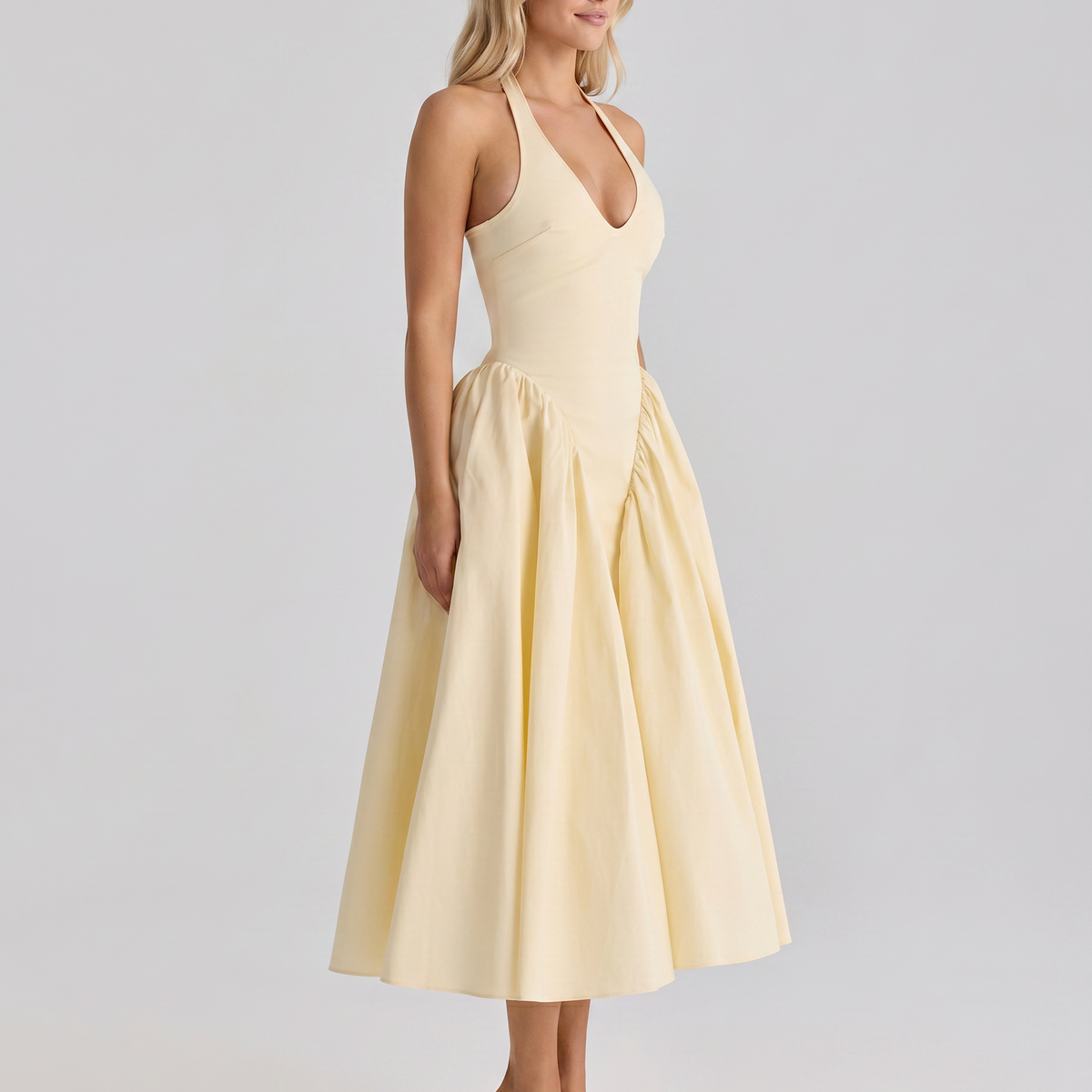 Danika | Midi Sundress with Halter Neck and Full Skirt