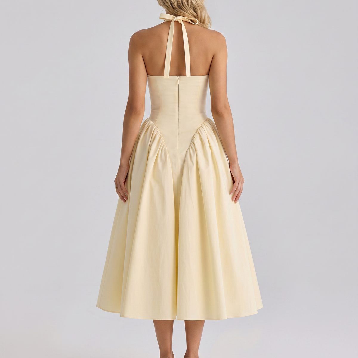 Danika | Midi Sundress with Halter Neck and Full Skirt