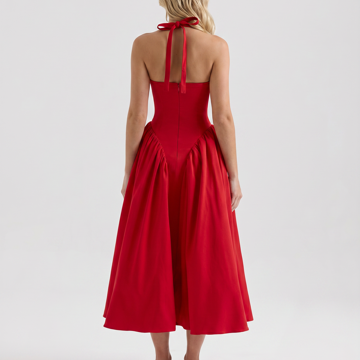 Danika | Midi Sundress with Halter Neck and Full Skirt