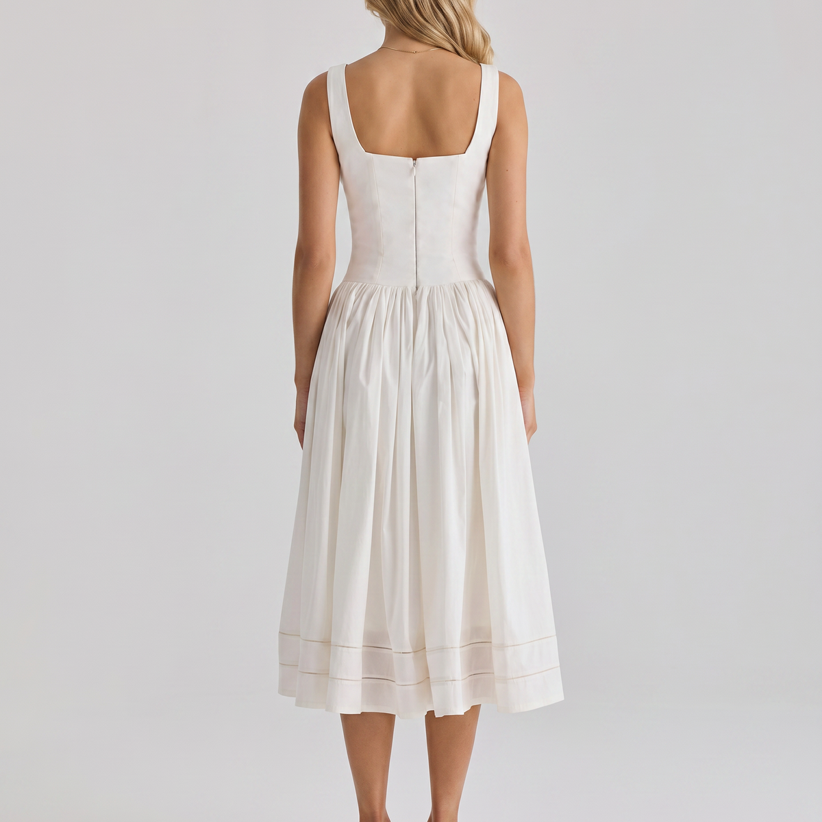 Freida | Midi Dress with Broderie Anglaise Trim