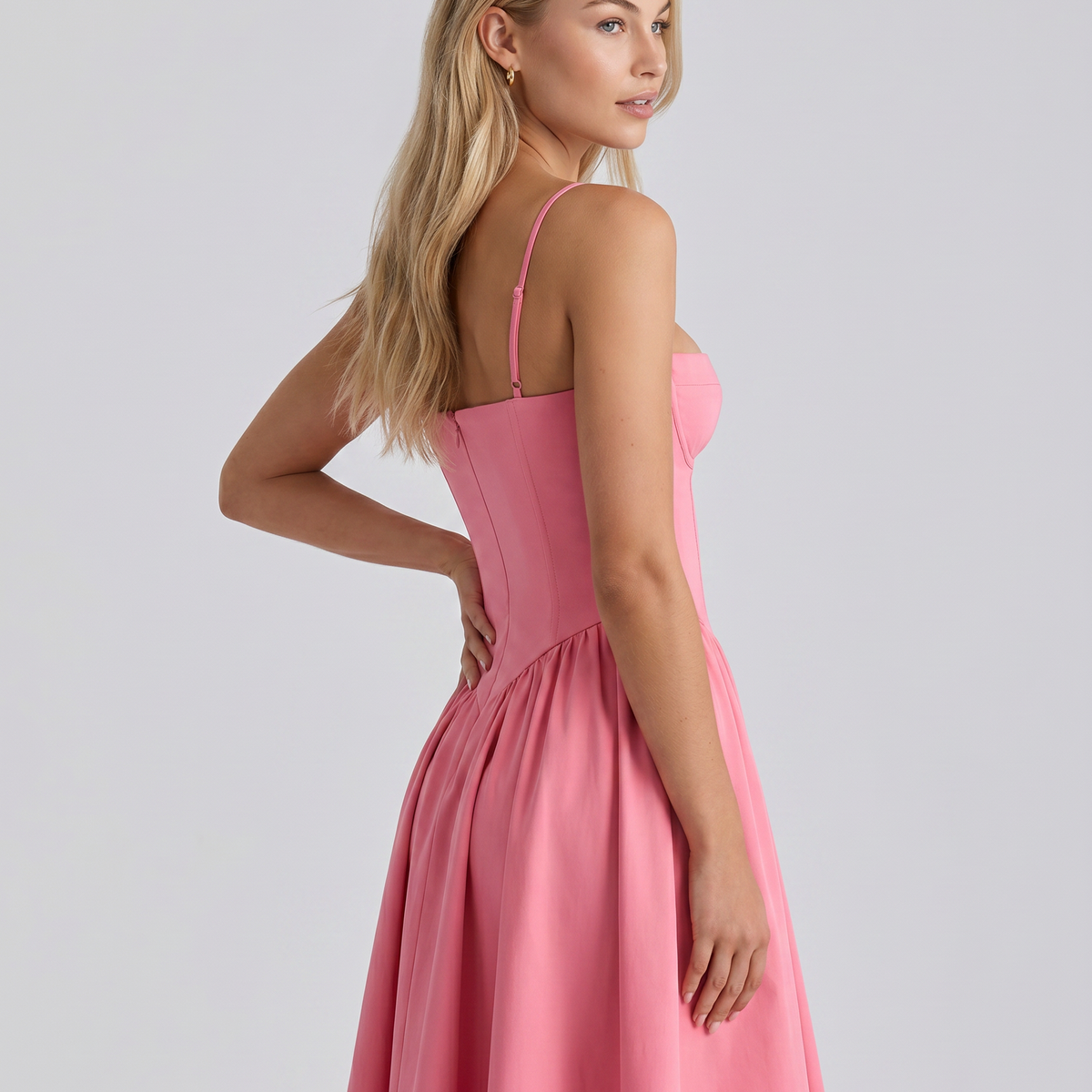 Alana | Corset Midi Dress with Gathered Skirt