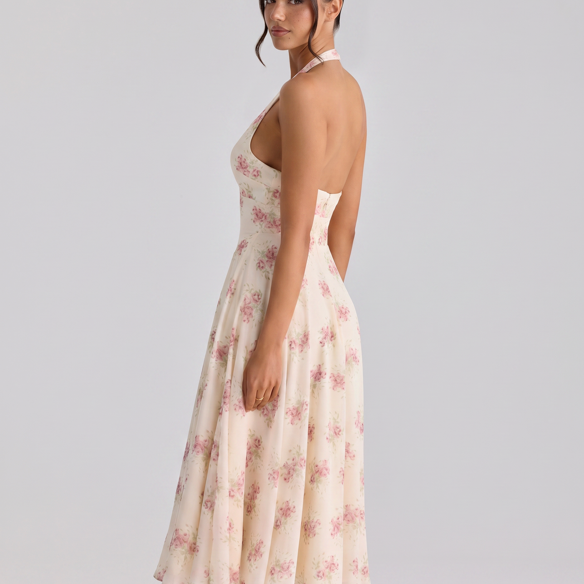 Annika | Midi Dress with Halter Neck and Open Back