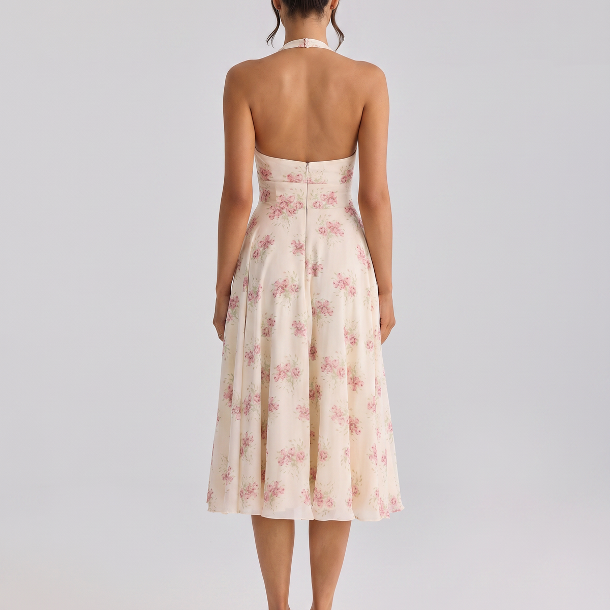 Annika | Midi Dress with Halter Neck and Open Back