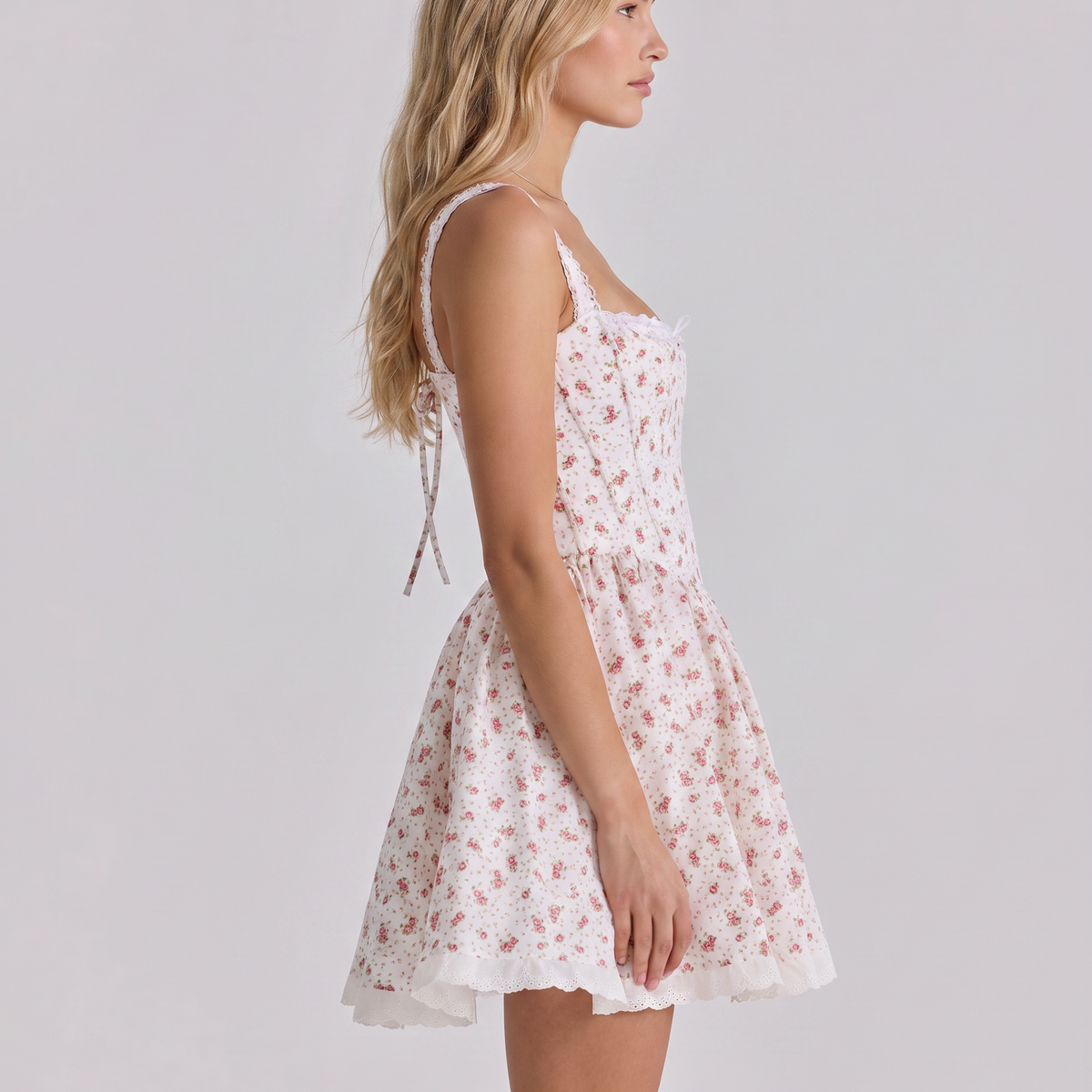 Tracie | Printed Mini Corset Dress with Lace-Up Back