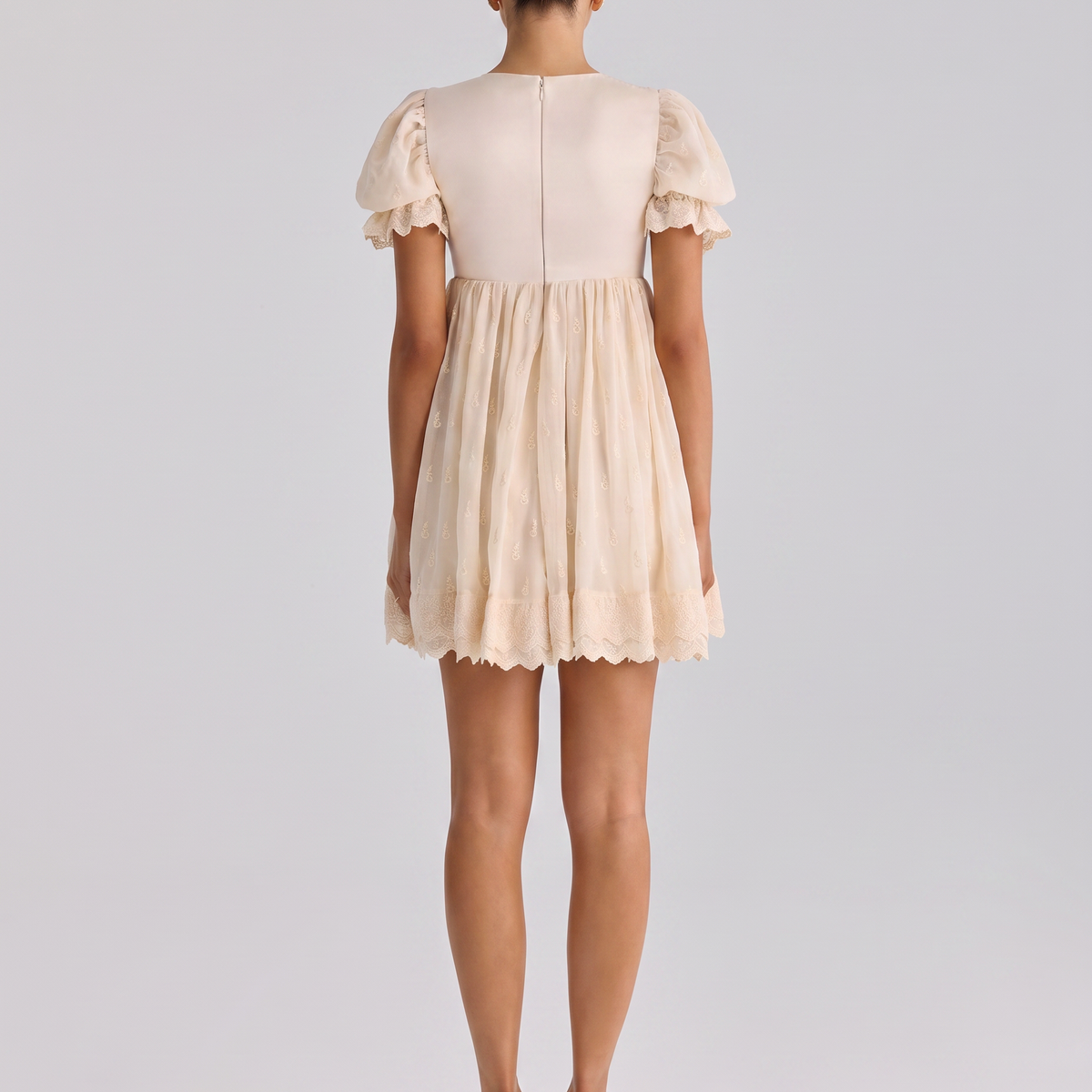 Claudia | Babydoll Mini Dress with Lace Trim