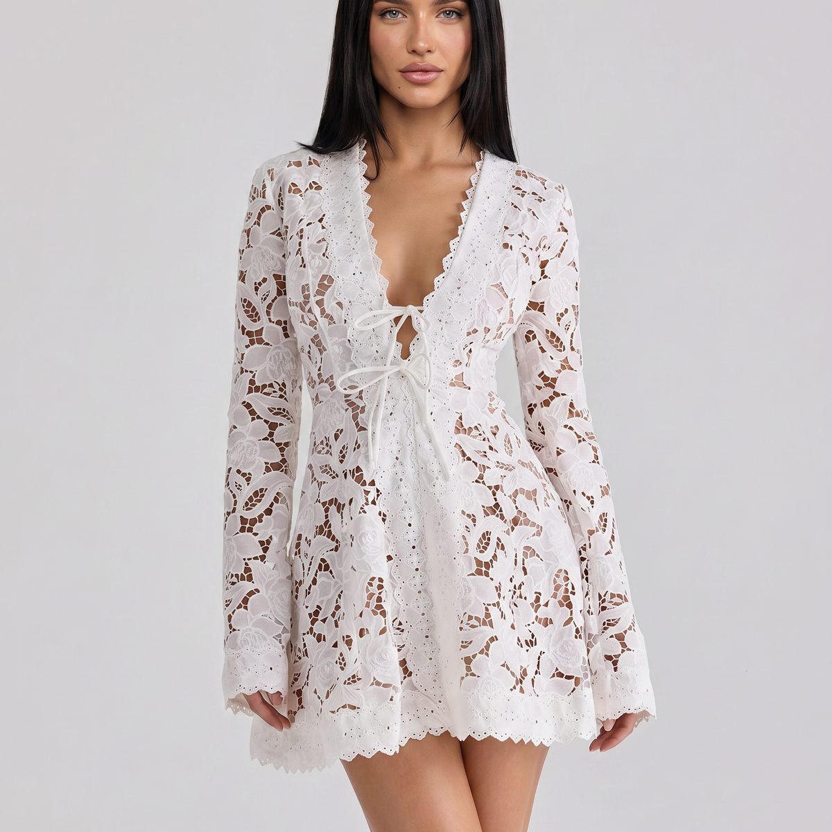 Elsie | Lace Long Sleeve Mini Dress