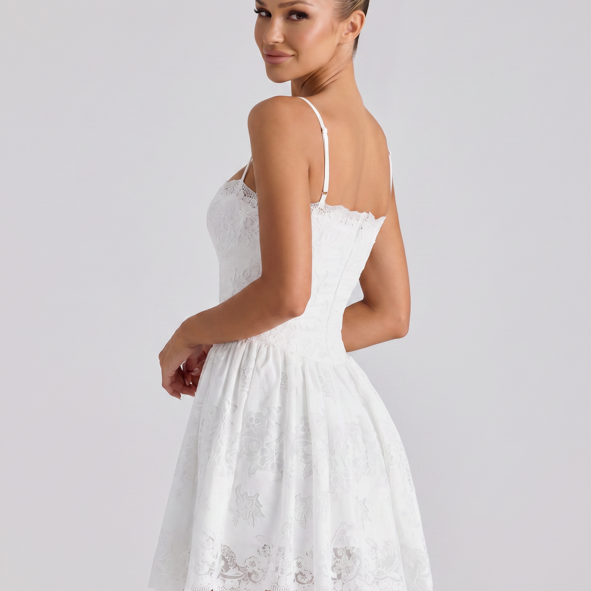 Tracie | Mini Dress with Broderie Anglaise Lace