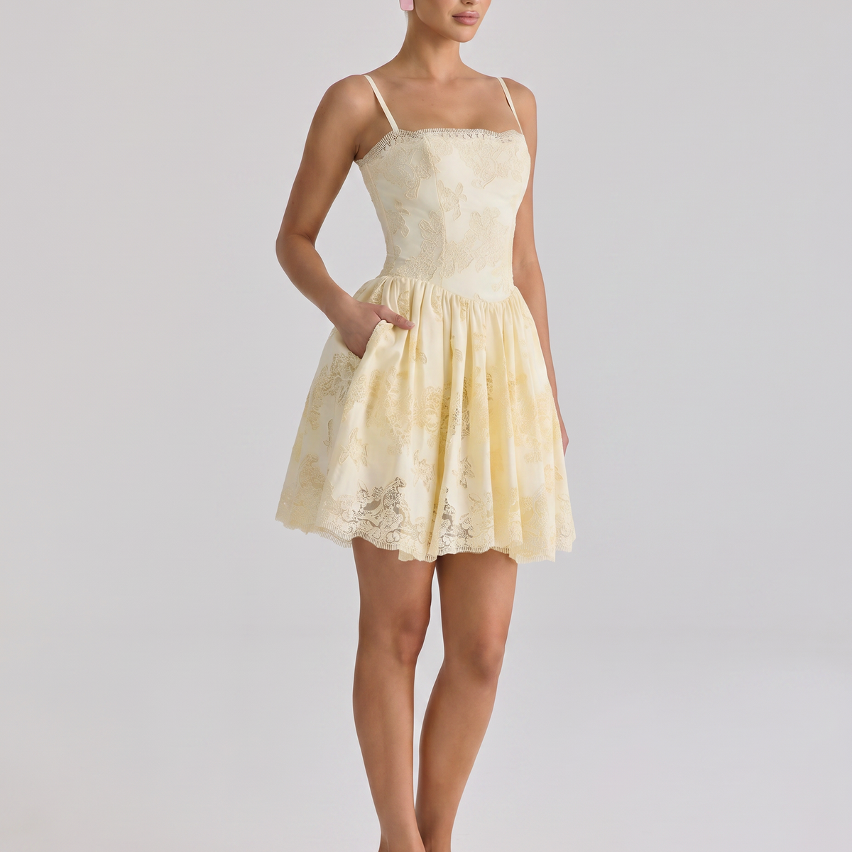 Tracie | Mini Dress with Broderie Anglaise Lace