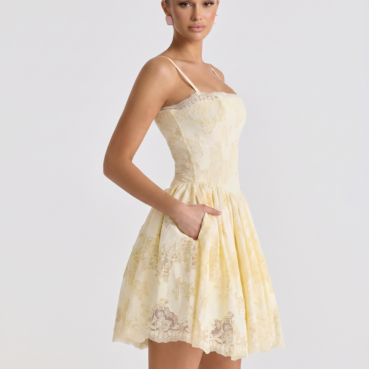 Tracie | Mini Dress with Broderie Anglaise Lace