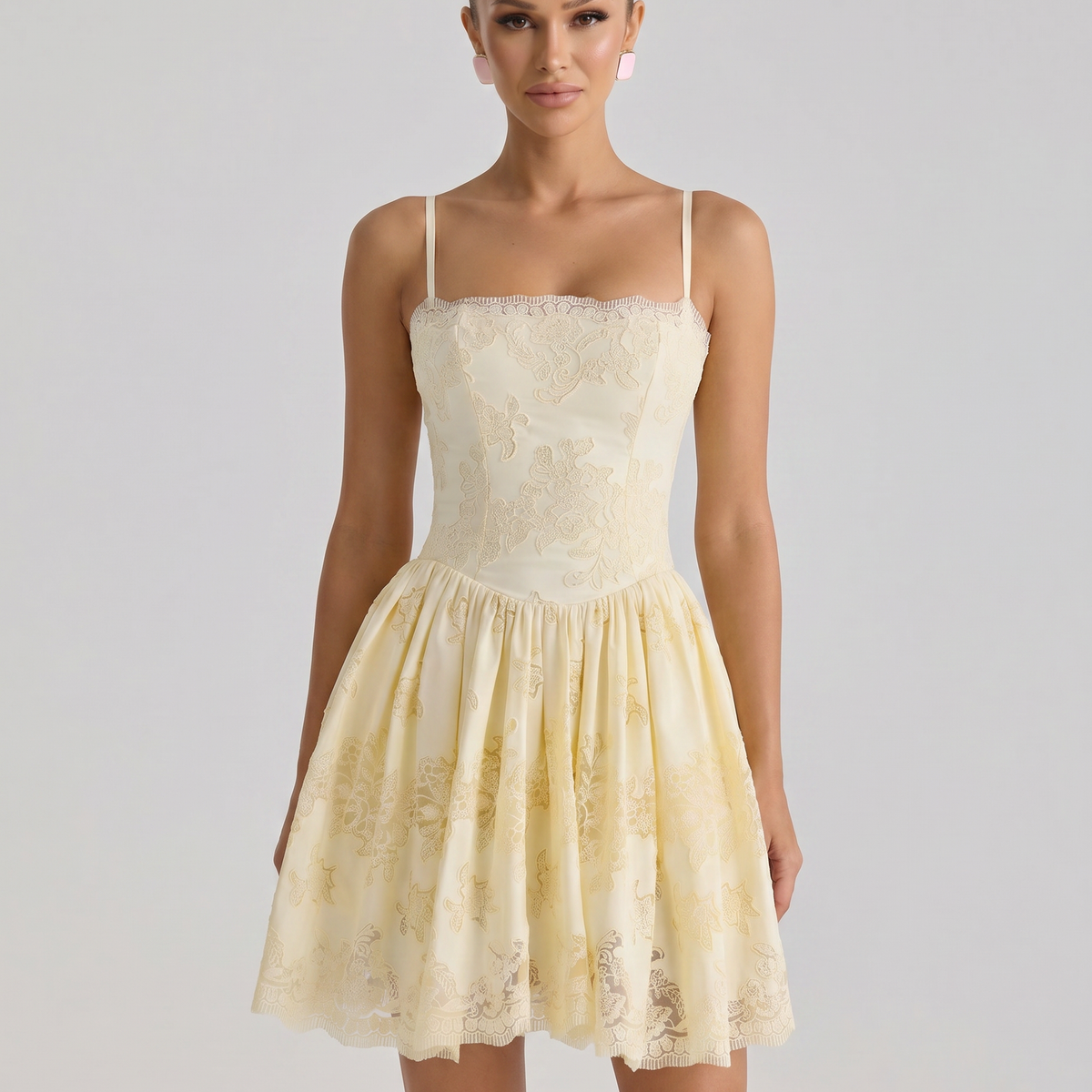 Tracie | Mini Dress with Broderie Anglaise Lace