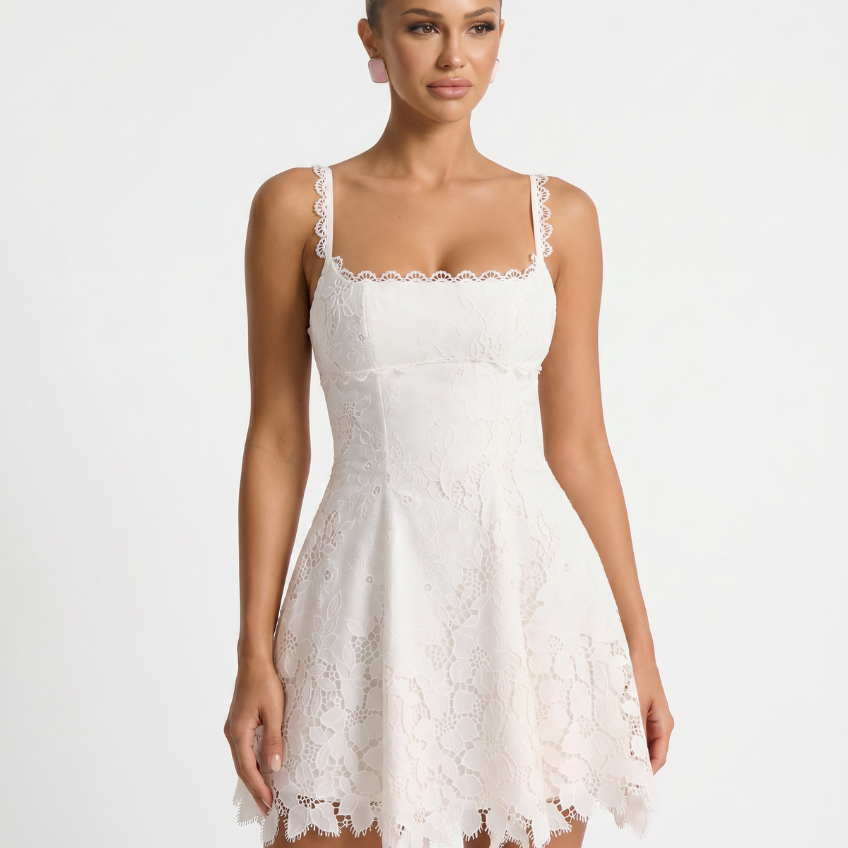 Betty | Lace Mini Dress with Flared Skirt