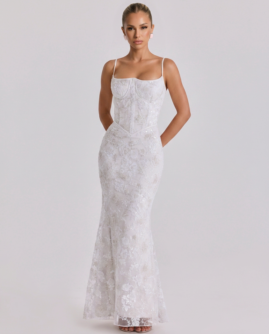Daphne | Maxi Bridal Gown with Beaded Embellishment