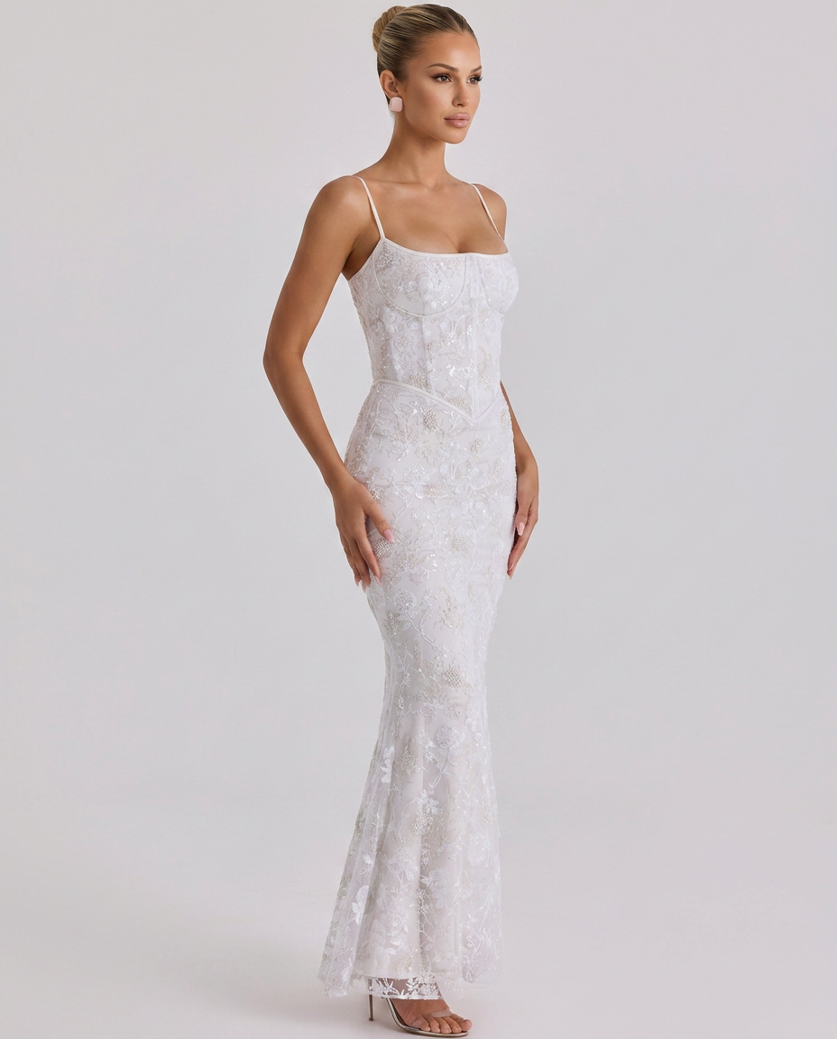 Daphne | Maxi Bridal Gown with Beaded Embellishment