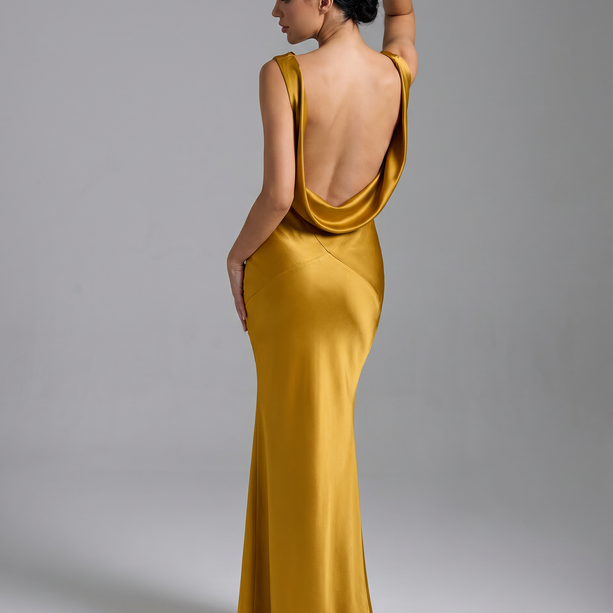 Janey | Maxi Dress with Draped Cowl Neck and Open Back