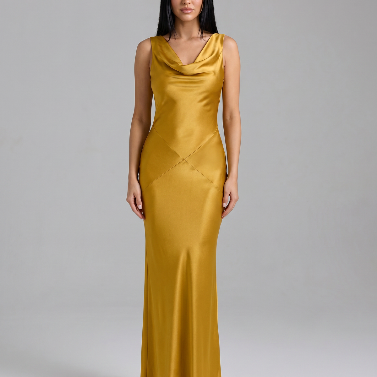 Janey | Maxi Dress with Draped Cowl Neck and Open Back