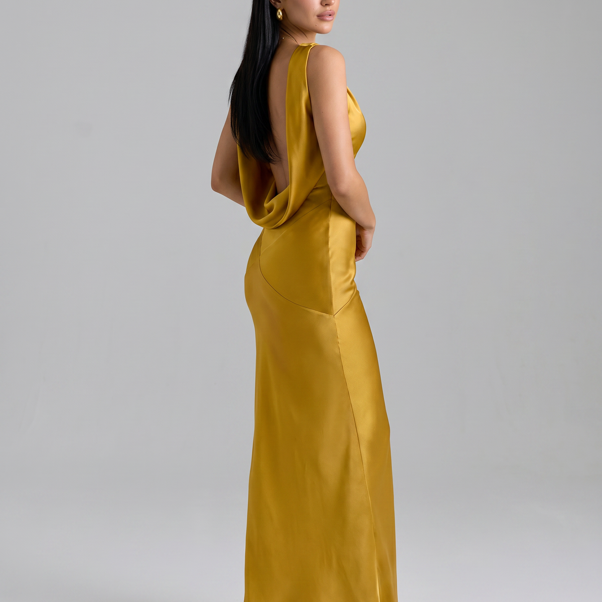 Janey | Maxi Dress with Draped Cowl Neck and Open Back