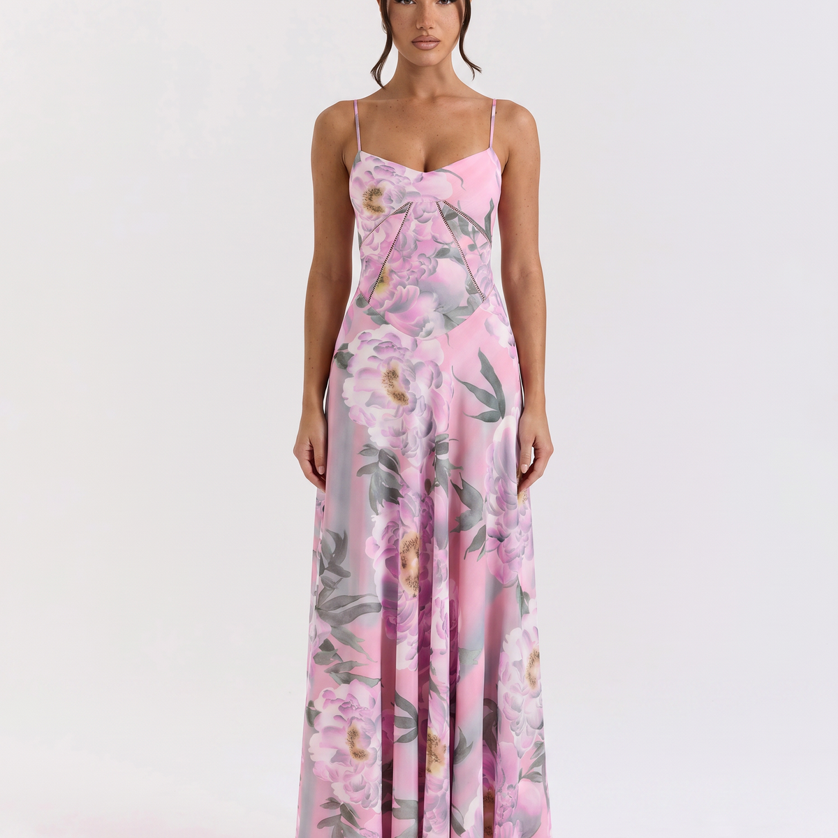 Lottie | Maxi Dress with Floral Print and Lace-Up Back