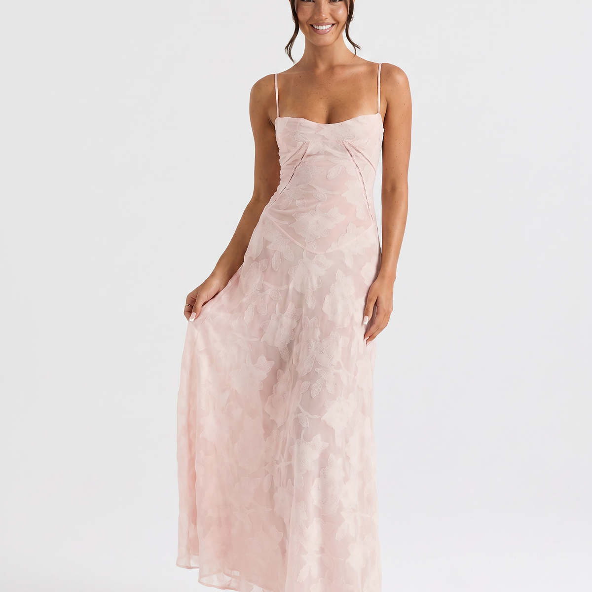 Lottie | Maxi Dress with Floral Print and Lace-Up Back