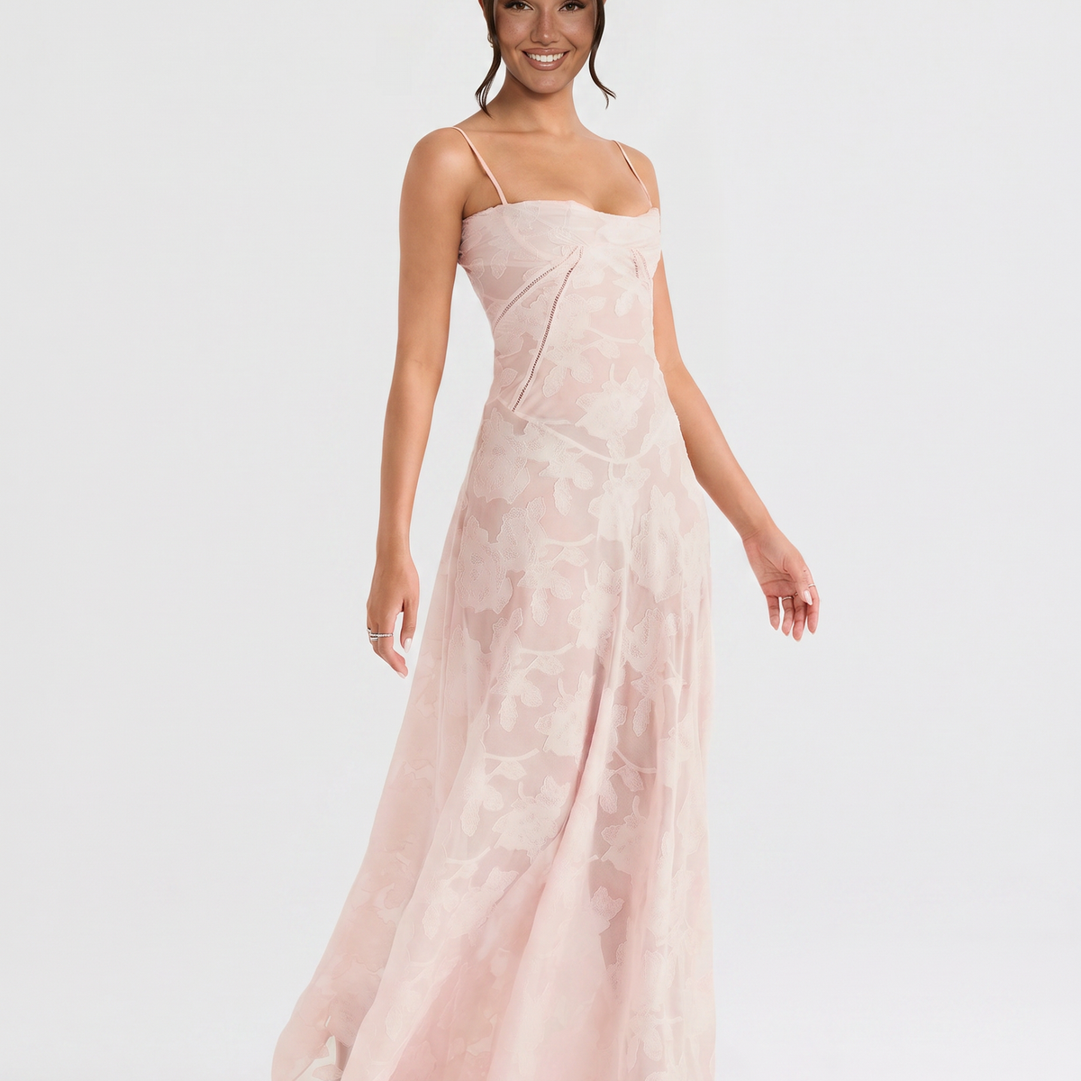 Lottie | Maxi Dress with Floral Print and Lace-Up Back