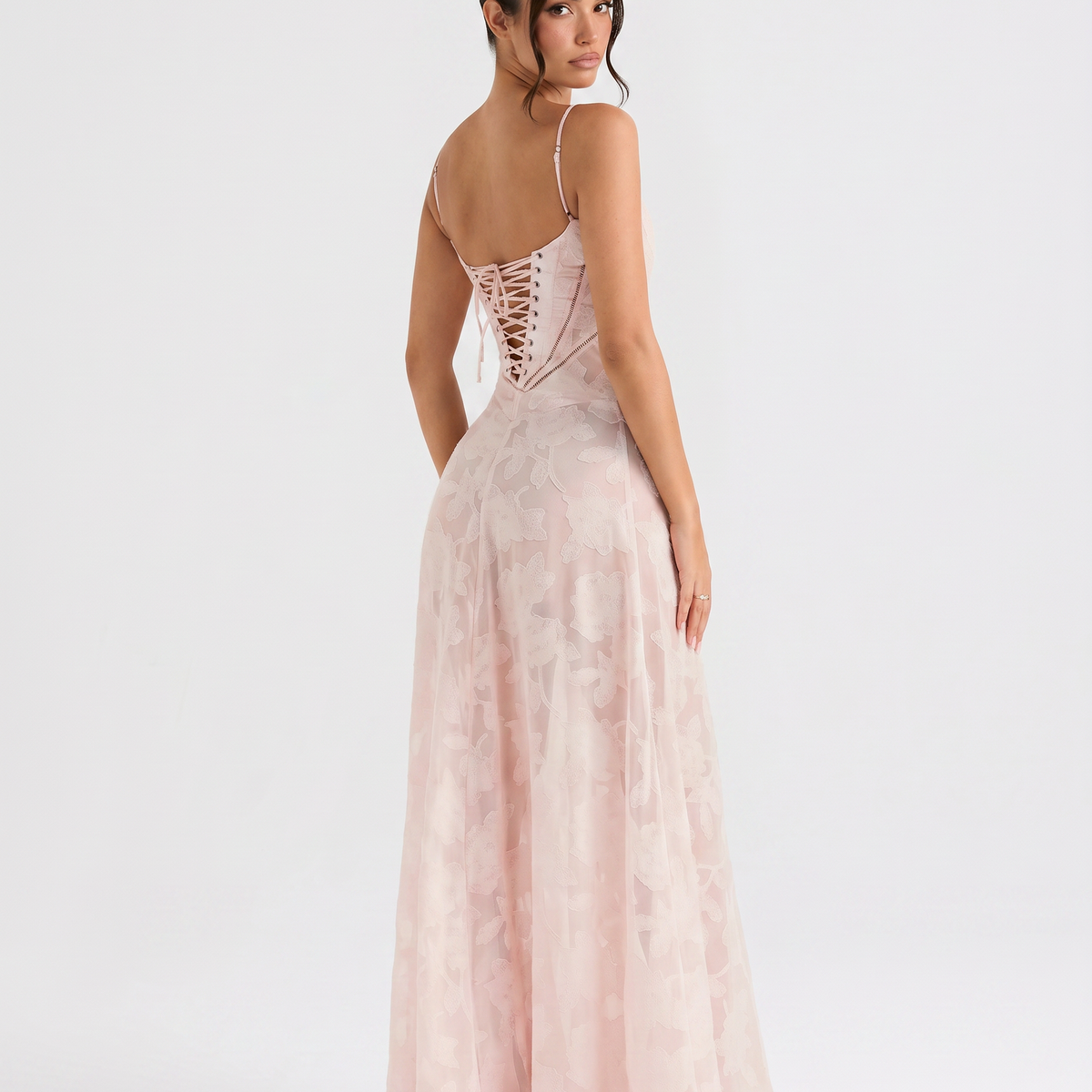 Lottie | Maxi Dress with Floral Print and Lace-Up Back
