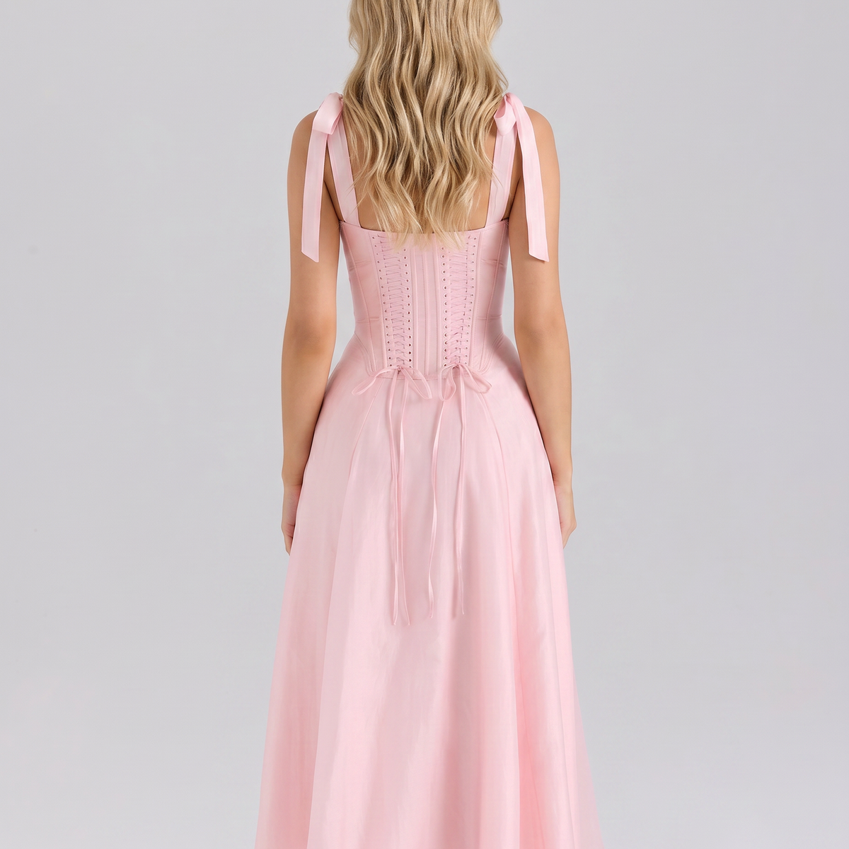 Calliope | Midi Dress with Tie Straps and Corset Waist
