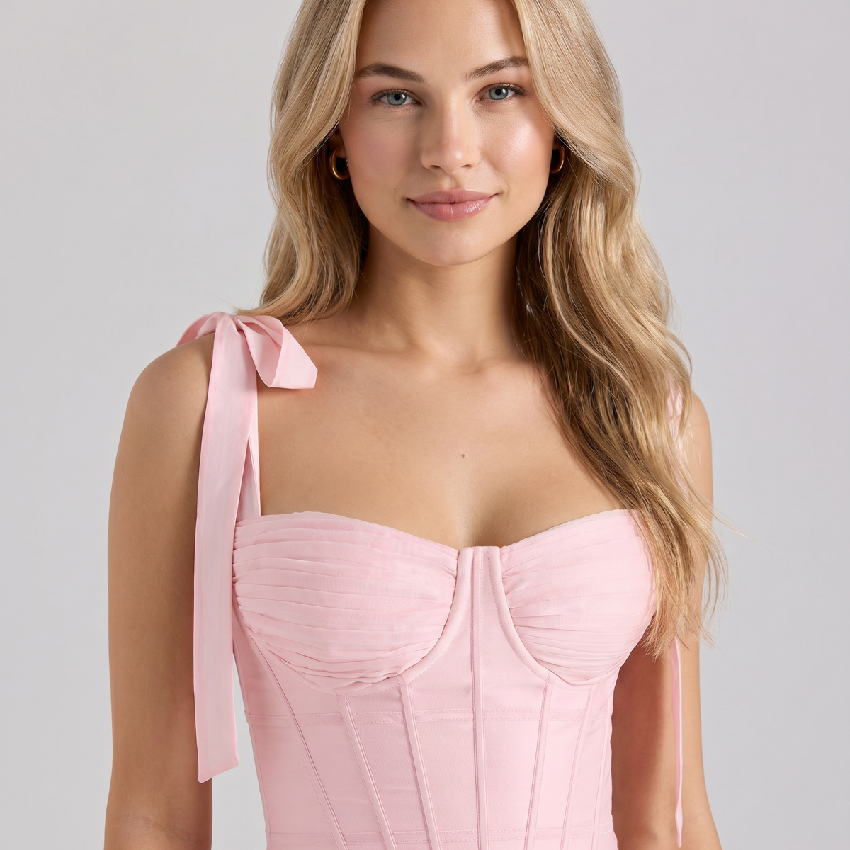 Calliope | Midi Dress with Tie Straps and Corset Waist