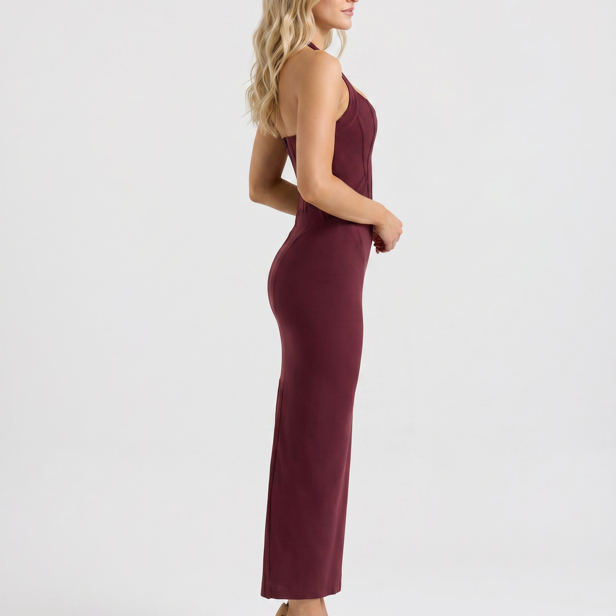 Salome | Midi Dress with Halter Neck and Corset Bodice