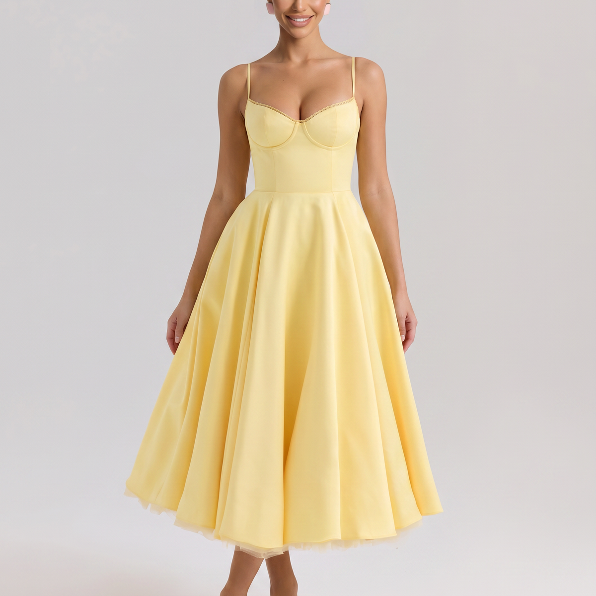 Jianna | Midi Dress with Tulle Skirt and Underwired Bodice