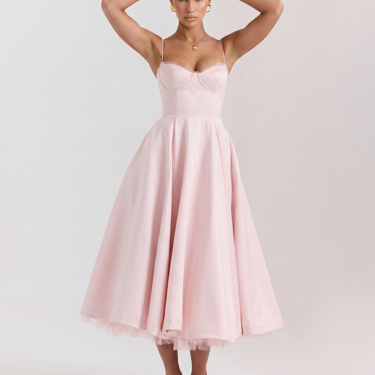 Jianna | Midi Dress with Tulle Skirt and Underwired Bodice