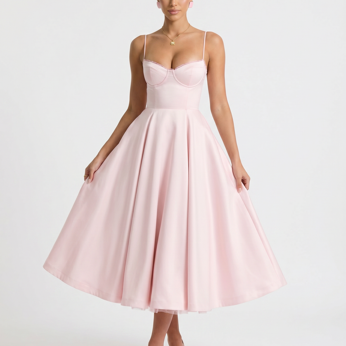 Jianna | Midi Dress with Tulle Skirt and Underwired Bodice