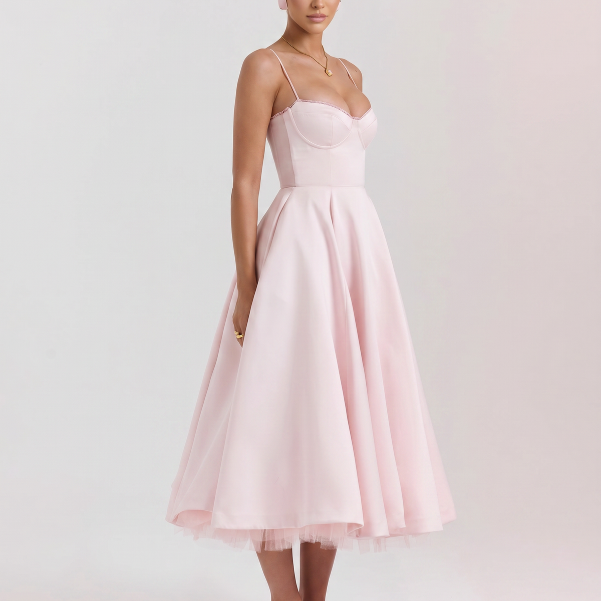 Jianna | Midi Dress with Tulle Skirt and Underwired Bodice