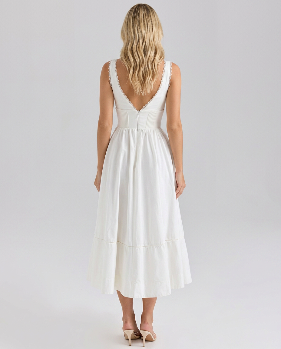 Earlene | Midi Sundress with Corset Waist Panel