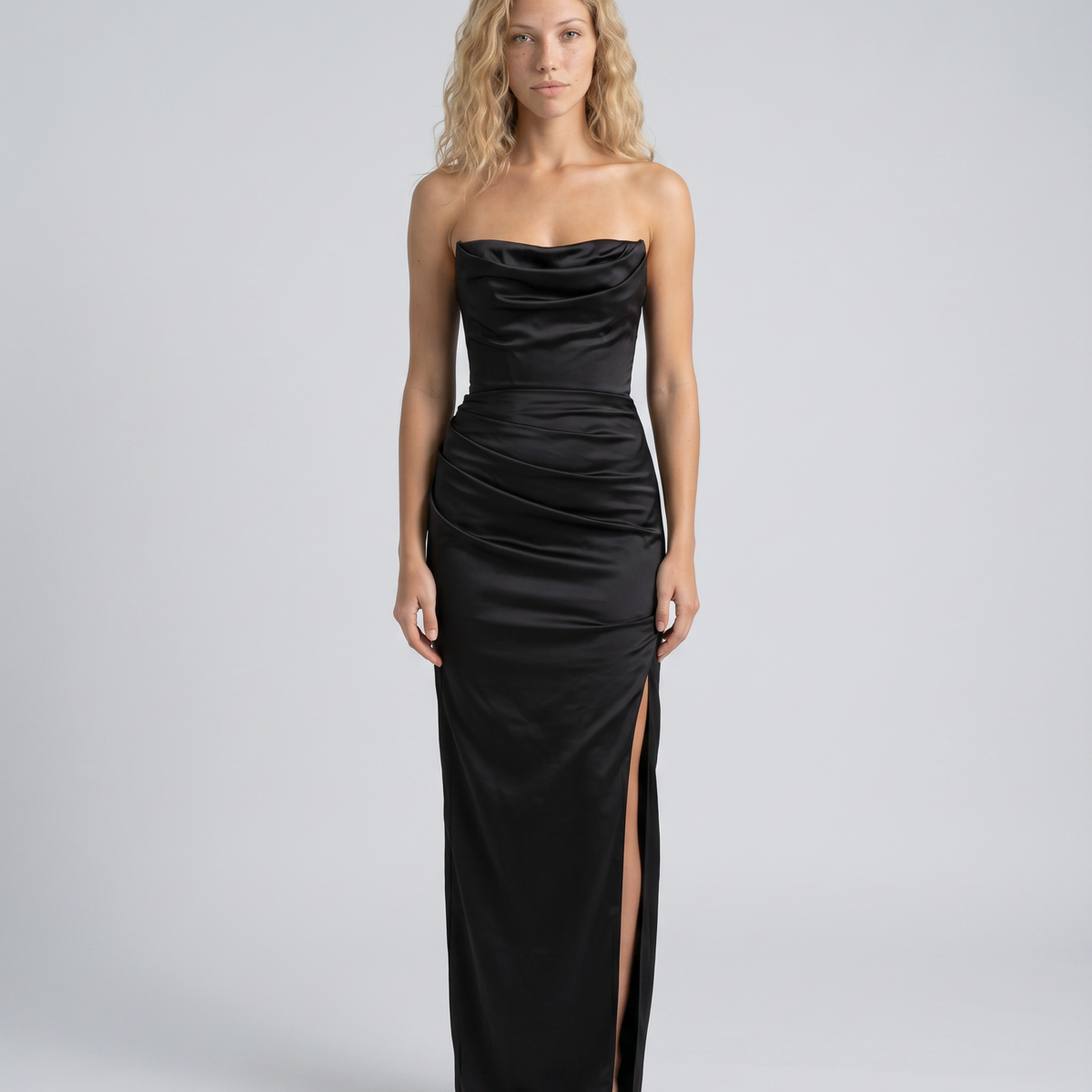 Robyn | Maxi Dress with Draped Bodice and Side Slit