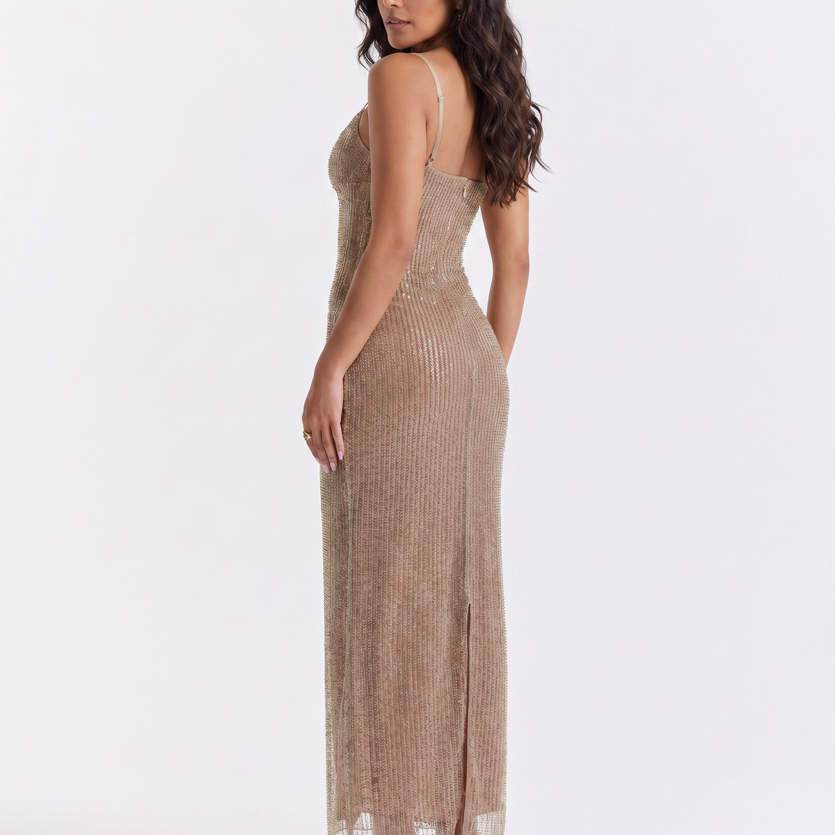 Imogen | Maxi Dress with Beaded Finish and Back Split