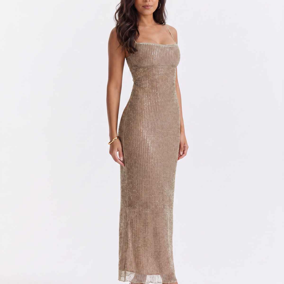 Imogen | Maxi Dress with Beaded Finish and Back Split