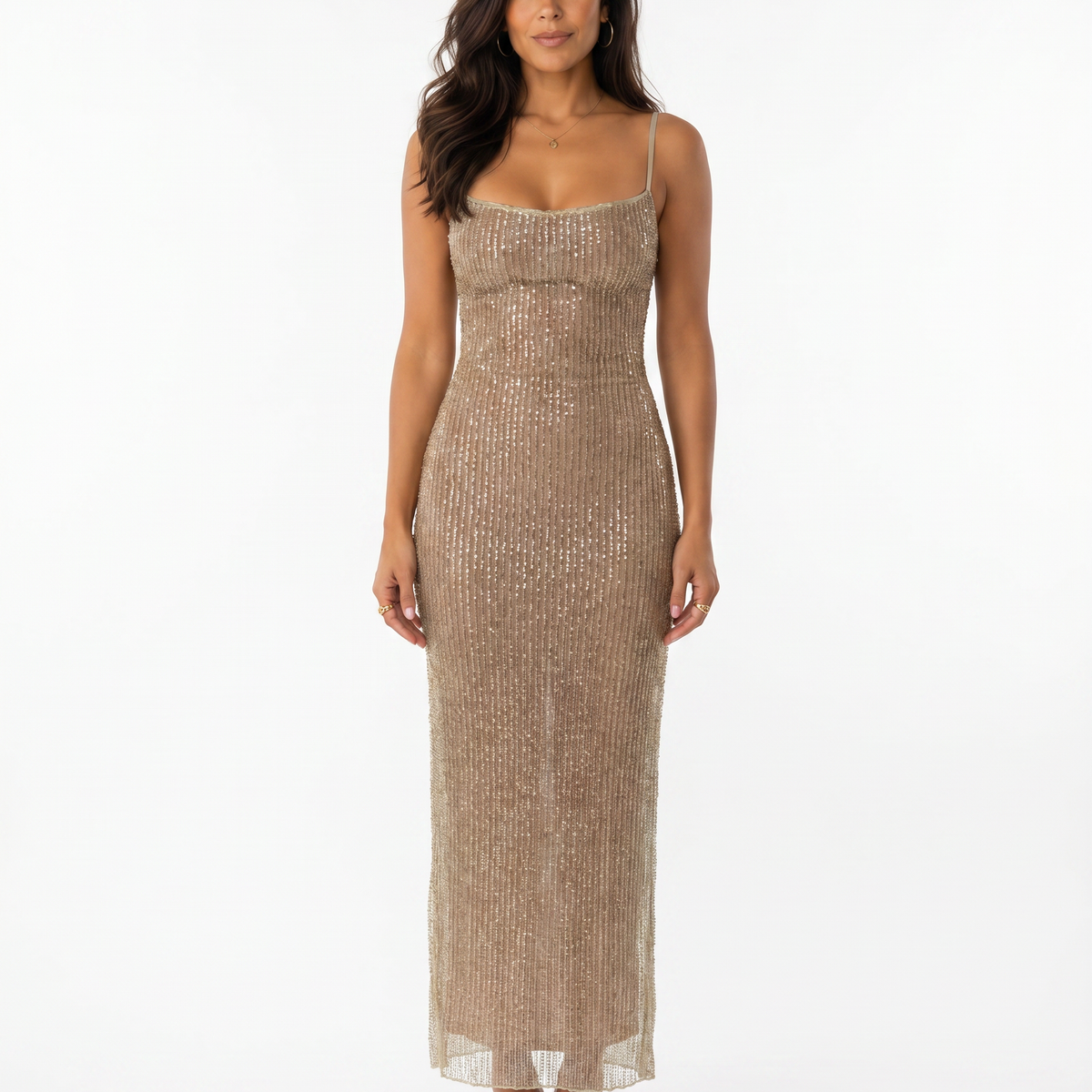 Imogen | Maxi Dress with Beaded Finish and Back Split