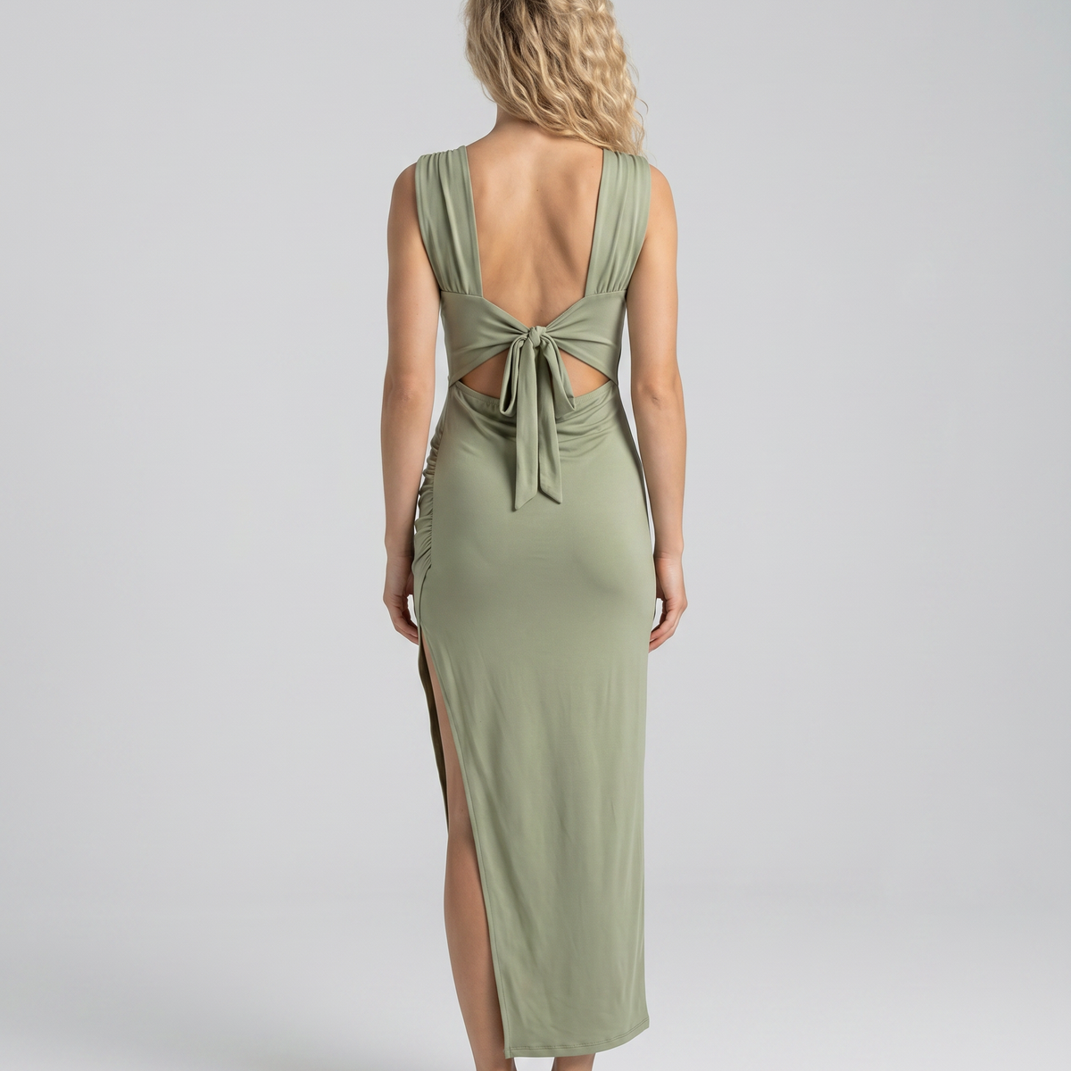 Ine | Boat Neck Maxi Dress with Side Split