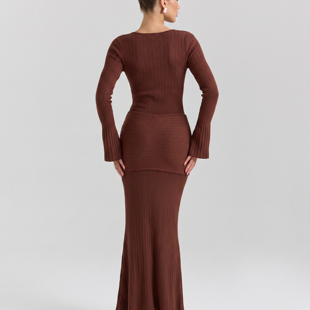 Joan | Long Sleeve Maxi Dress with Draped Twist at Waist