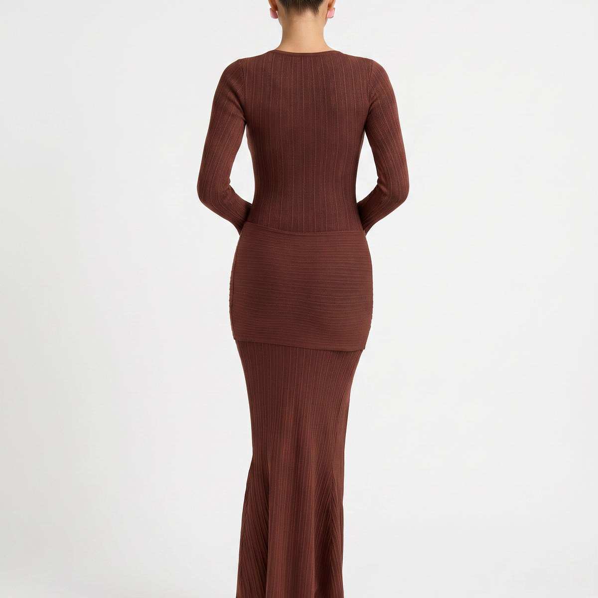 Joan | Long Sleeve Maxi Dress with Draped Twist at Waist
