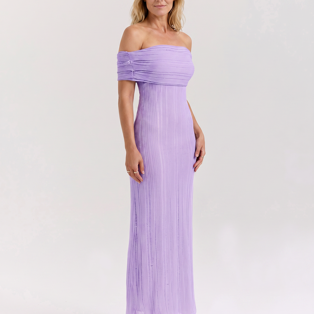 Gwendolyn | Off Shoulder Ribbed Maxi Dress