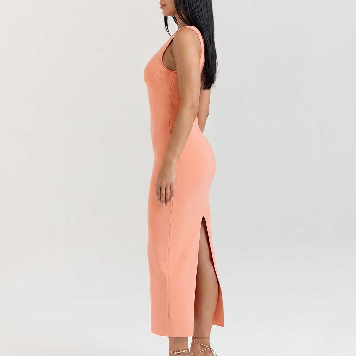 Nalini | Sleeveless Knit Maxi Dress with Back Split