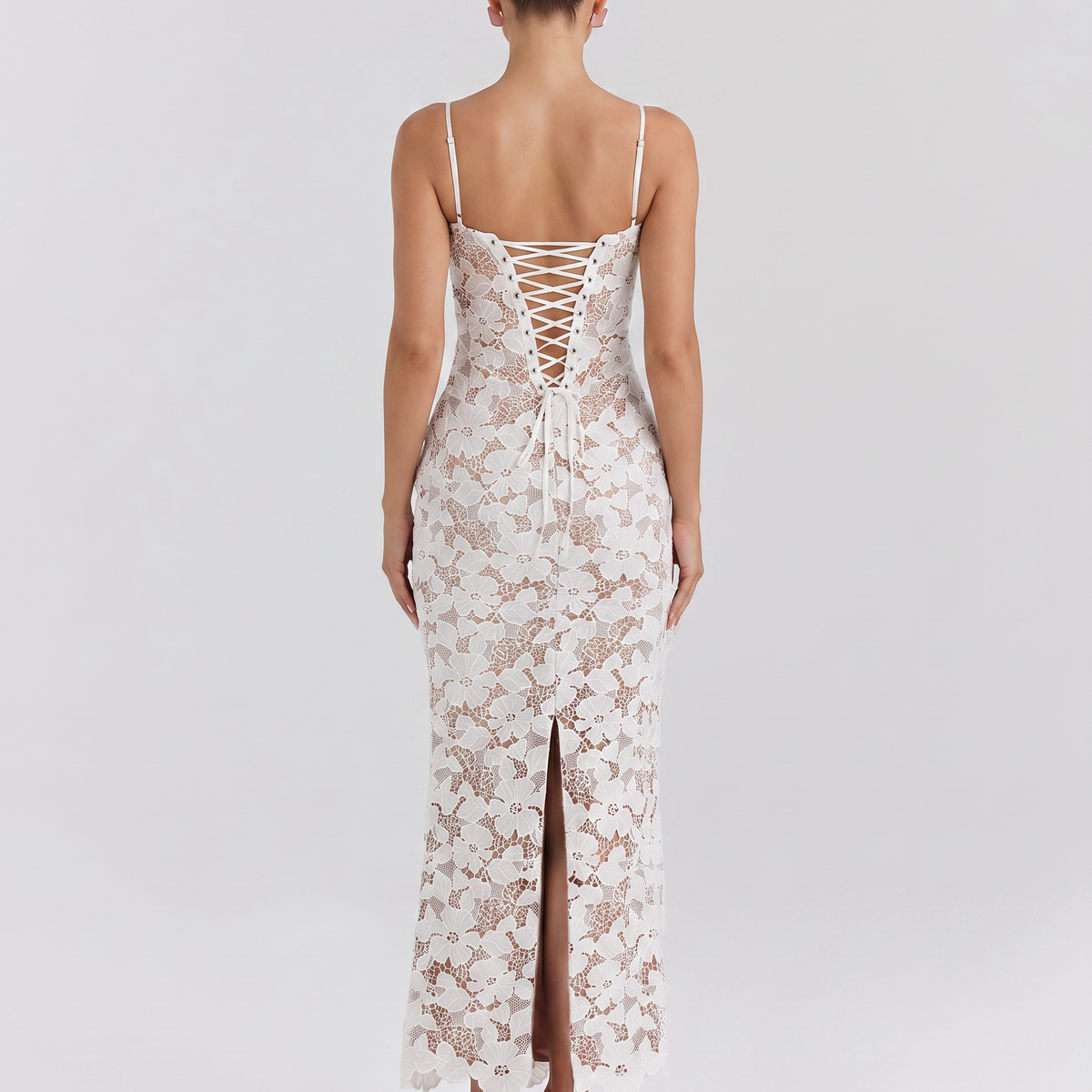 Noli | Lace Maxi Dress with Underwire and Lace-Up Back