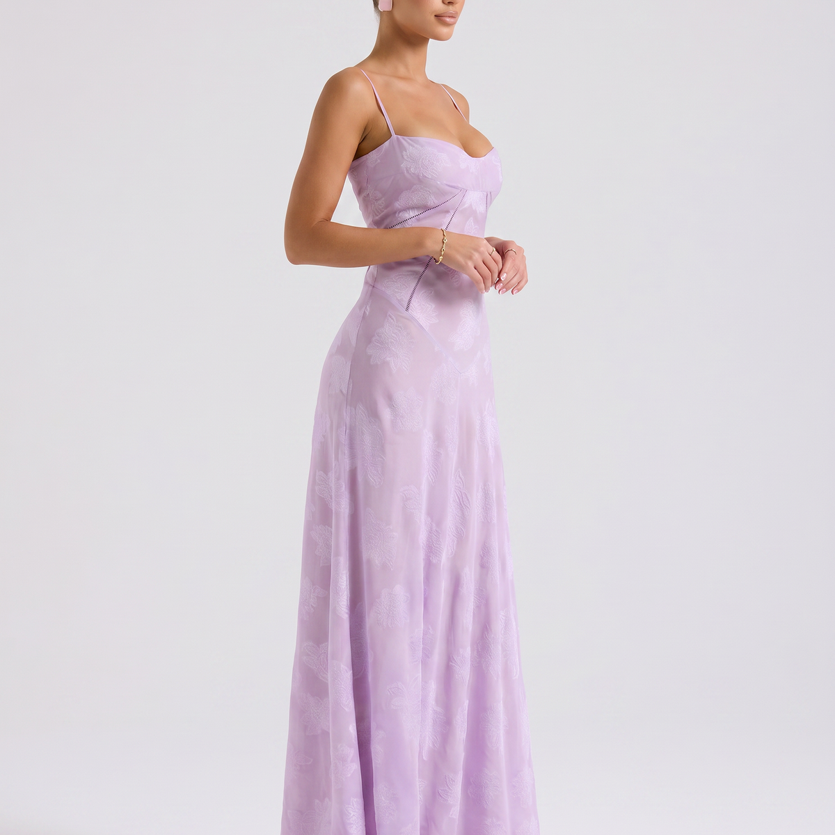 Cassidy | Maxi Dress with Lace-Up Back and Floral Detail