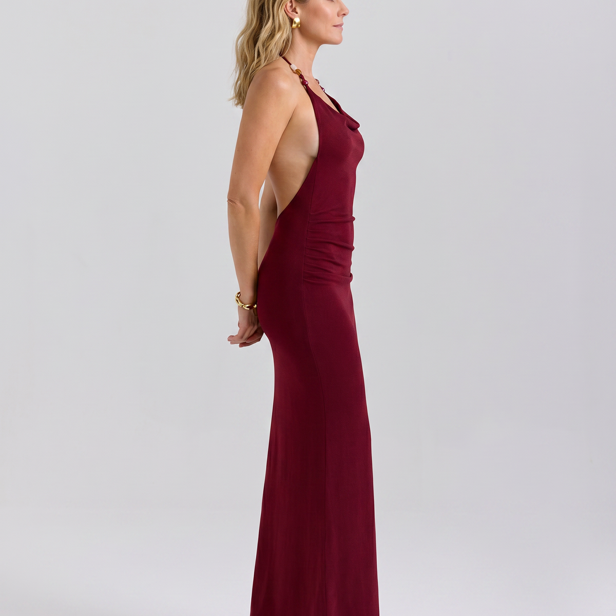 Sophina | Maxi Dress with Draped Halter Neck
