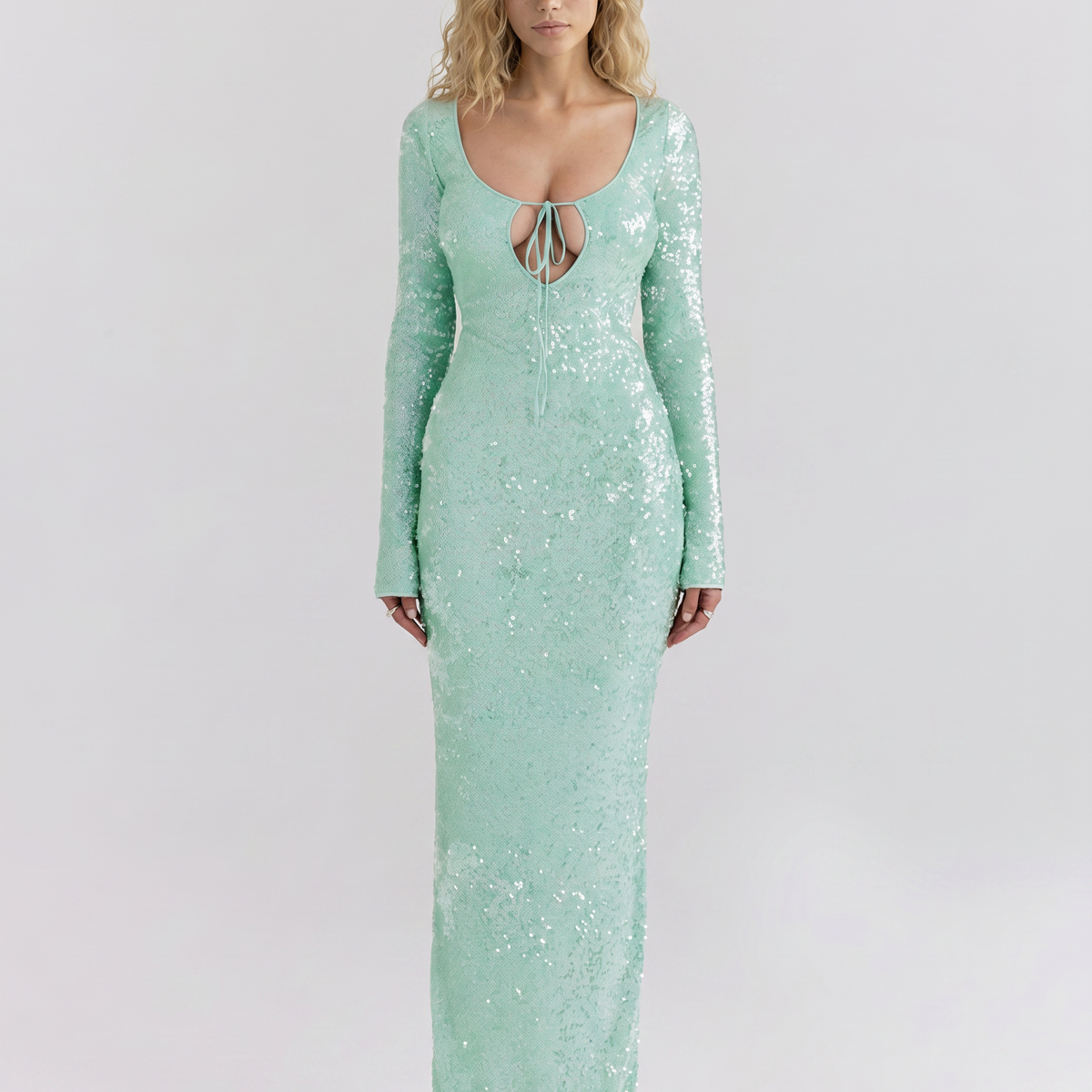 Tiff | Maxi Dress with Sequin Finish and Front Cut-Out