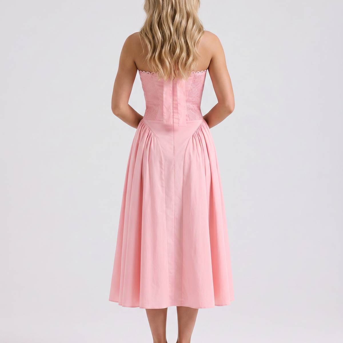 Alba | Midi Dress with Halter Neck and Gathered Bodice