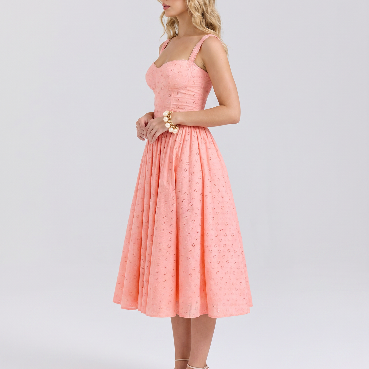 Adabella | Midi Dress with Sweetheart Neckline and Tulle Skirt