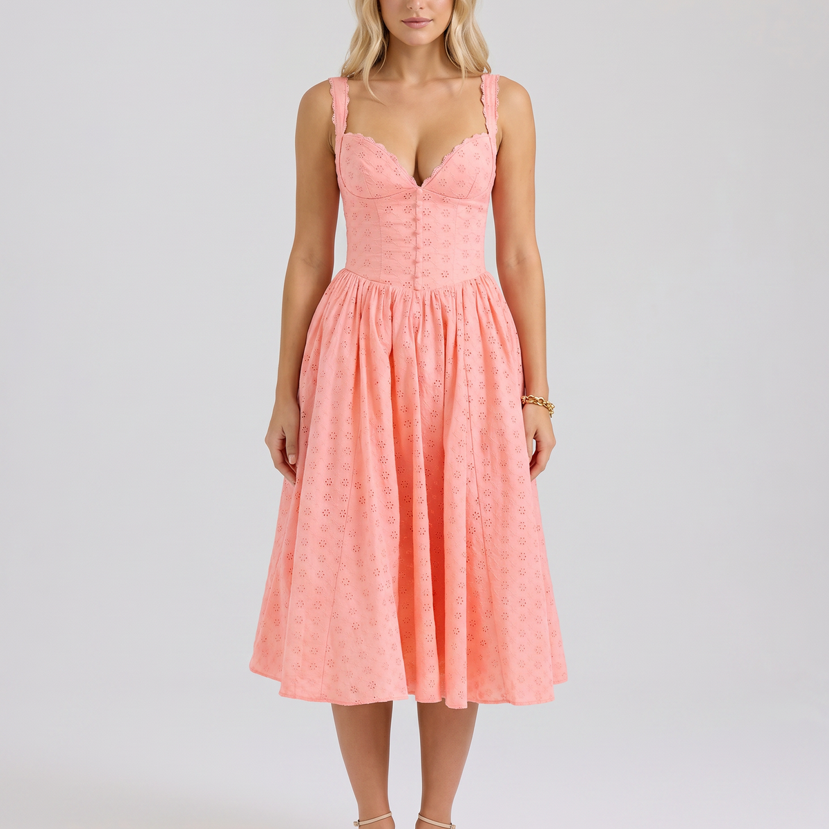 Adabella | Midi Dress with Sweetheart Neckline and Tulle Skirt